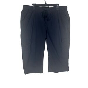 St Johns Bay Womens PXXL Navy Blue Cargo Capri Pants Mid Rise Petite 2XL NEW